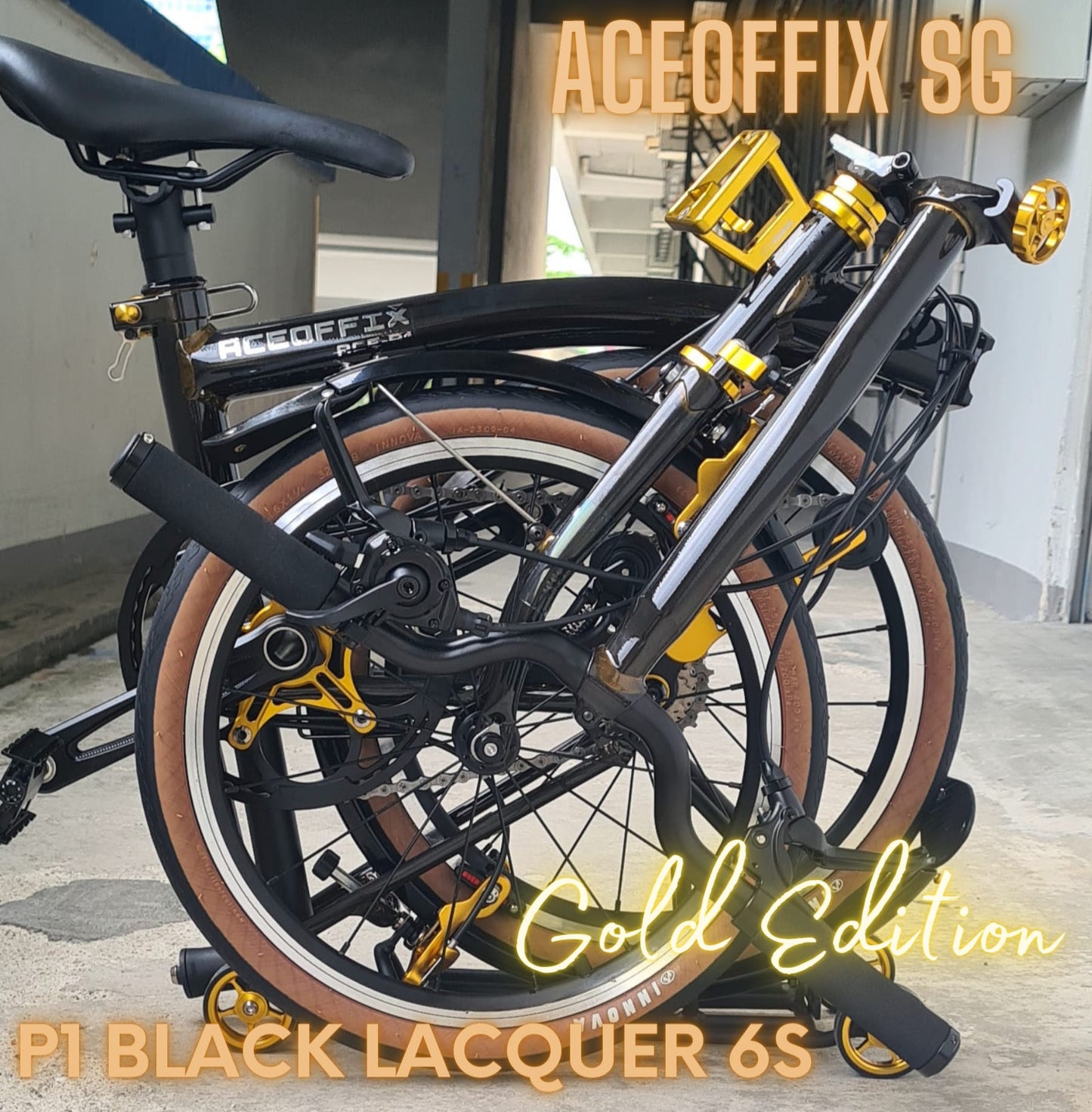 ACEOFFIX P1 6 SPEED BLACK LACQUER GOLD TRIMS